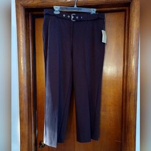 Michael Kors High-Rise Straight Ankle Pants Saddle Brown Size 14 NWT